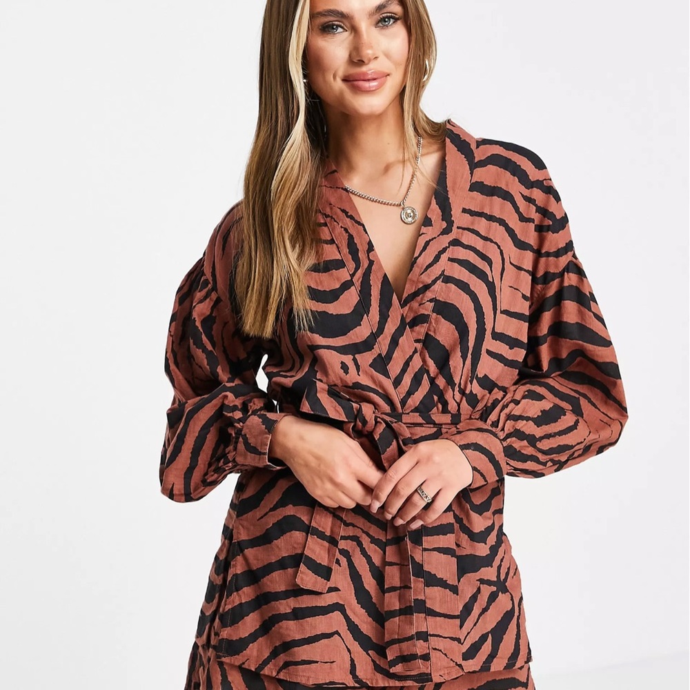 Brown Animal Print Top